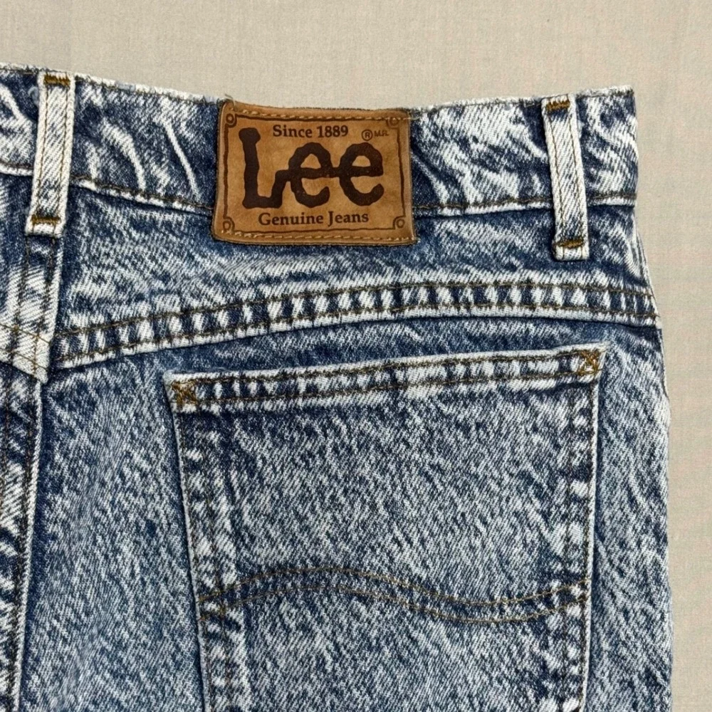 Vintage Lee Storm Rider Acid Wash Jeans 1980s USA Union Made Blue 33x34 (32x32)